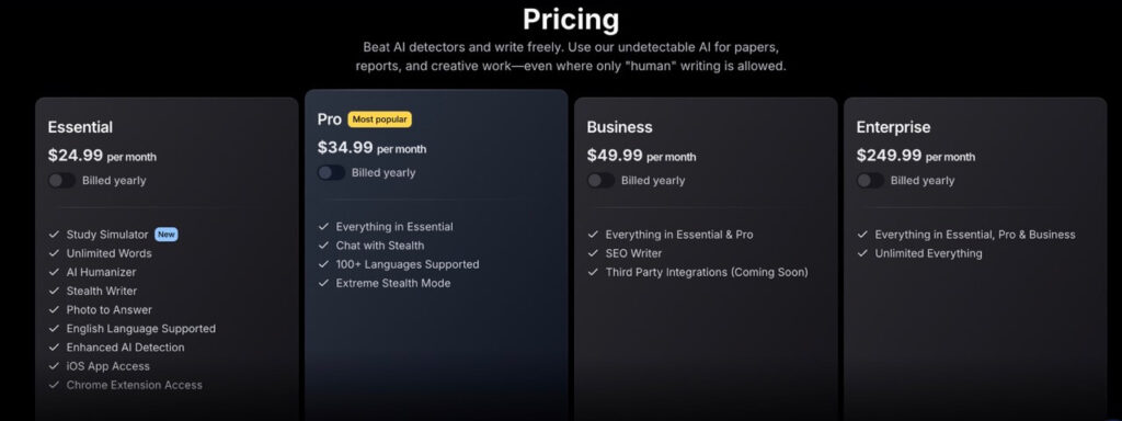 stealthgpt price pricing plans